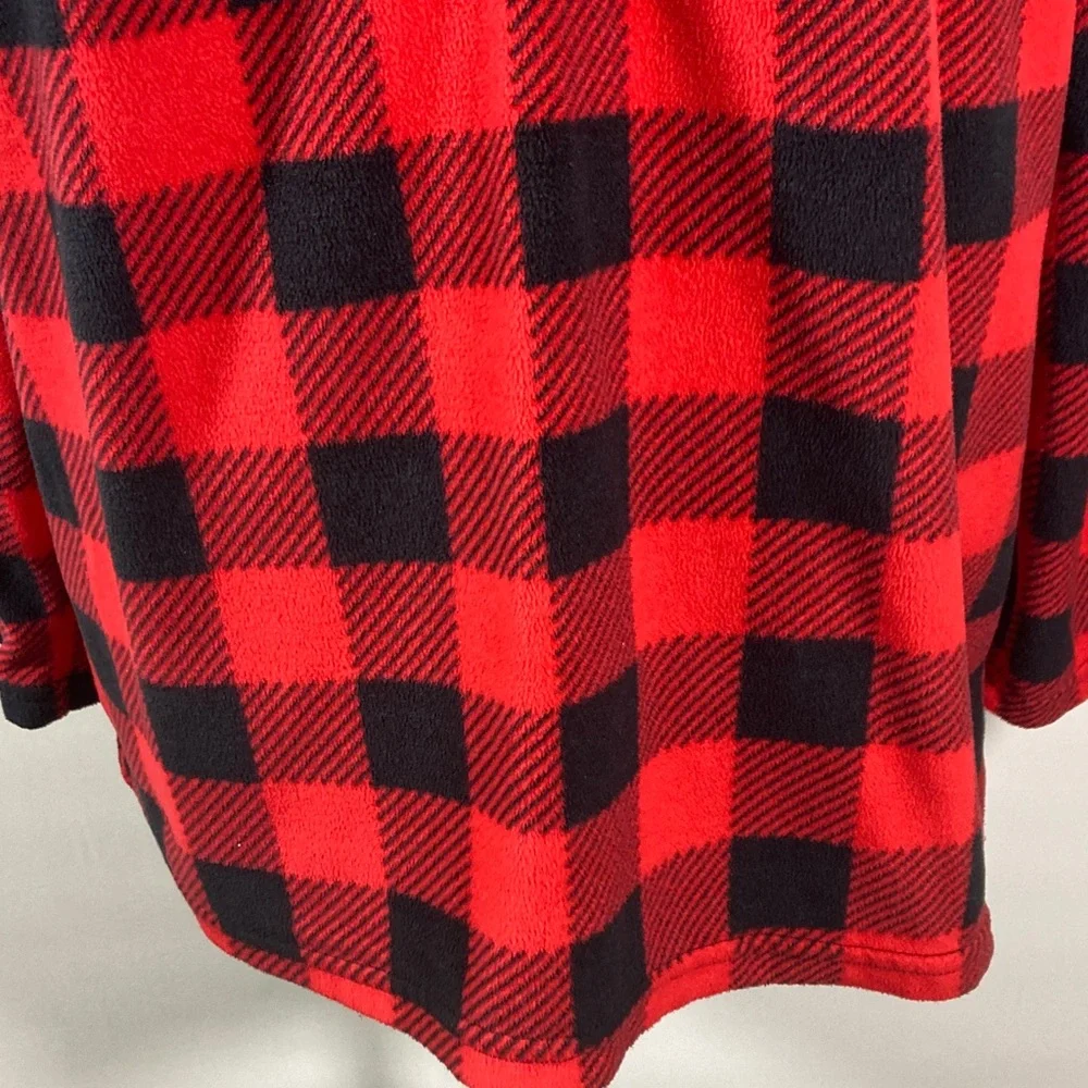 Arctic Trail Top Women Size XL Red & Black Fleece V Neck Cozy Relaxed Fit - Picture 3 of 8